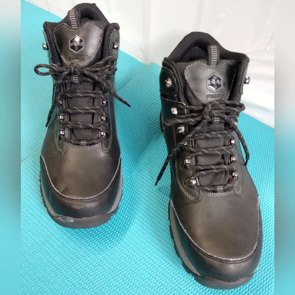 Khombu Summit Men's Leather Hiking Outdoor Tactical Black Boots 13